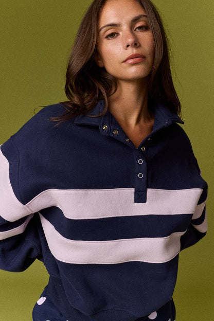 PT19959 Lottie Stripe Rugby Pullover