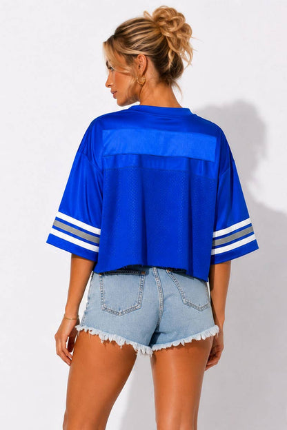 Womens Oversized Cropped Classic Mesh Football Jersey