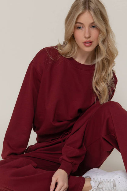 Long Sleeve Round Neck Crop SweatShirt