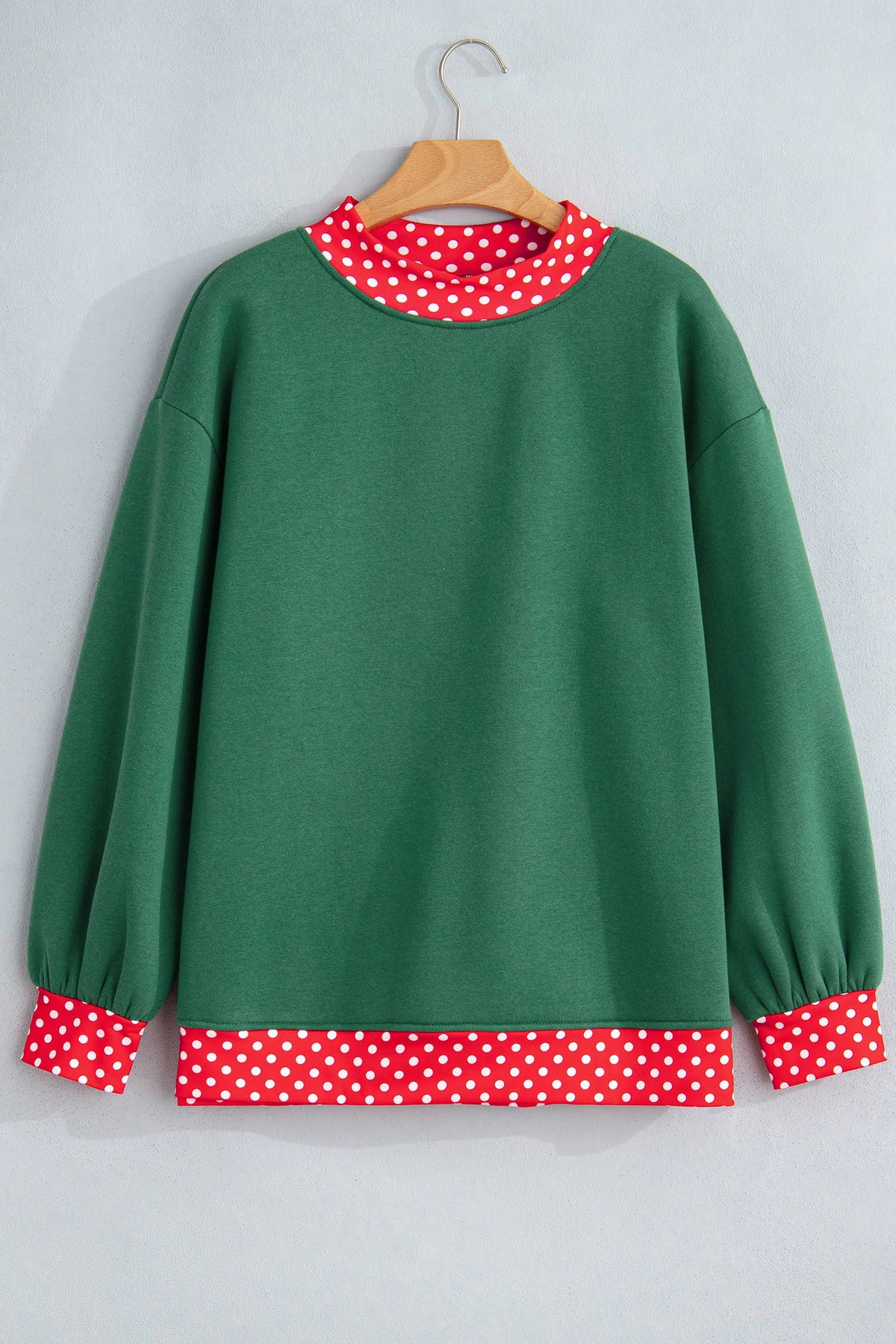 66 Plus Size Polka Dot Mock Neck Fleece Sweatshirt (S-4X)
