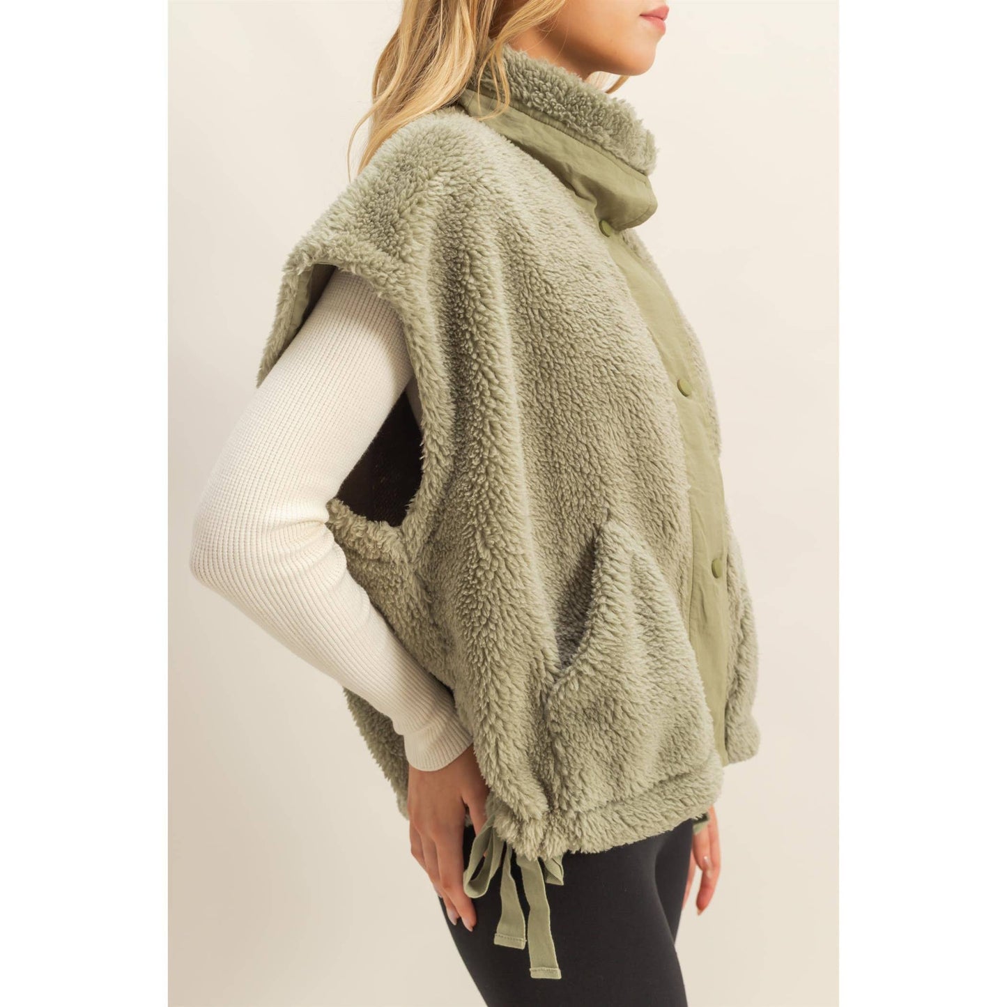 Cozy Mock Neck Sherpa Vest Jacket