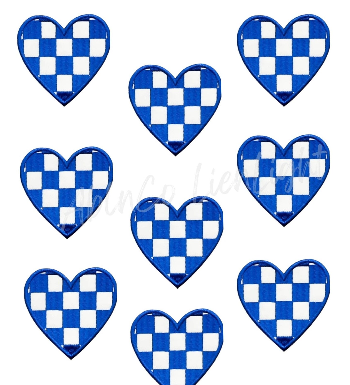 Royal blue checkered heart patch trucker hat patches 3”