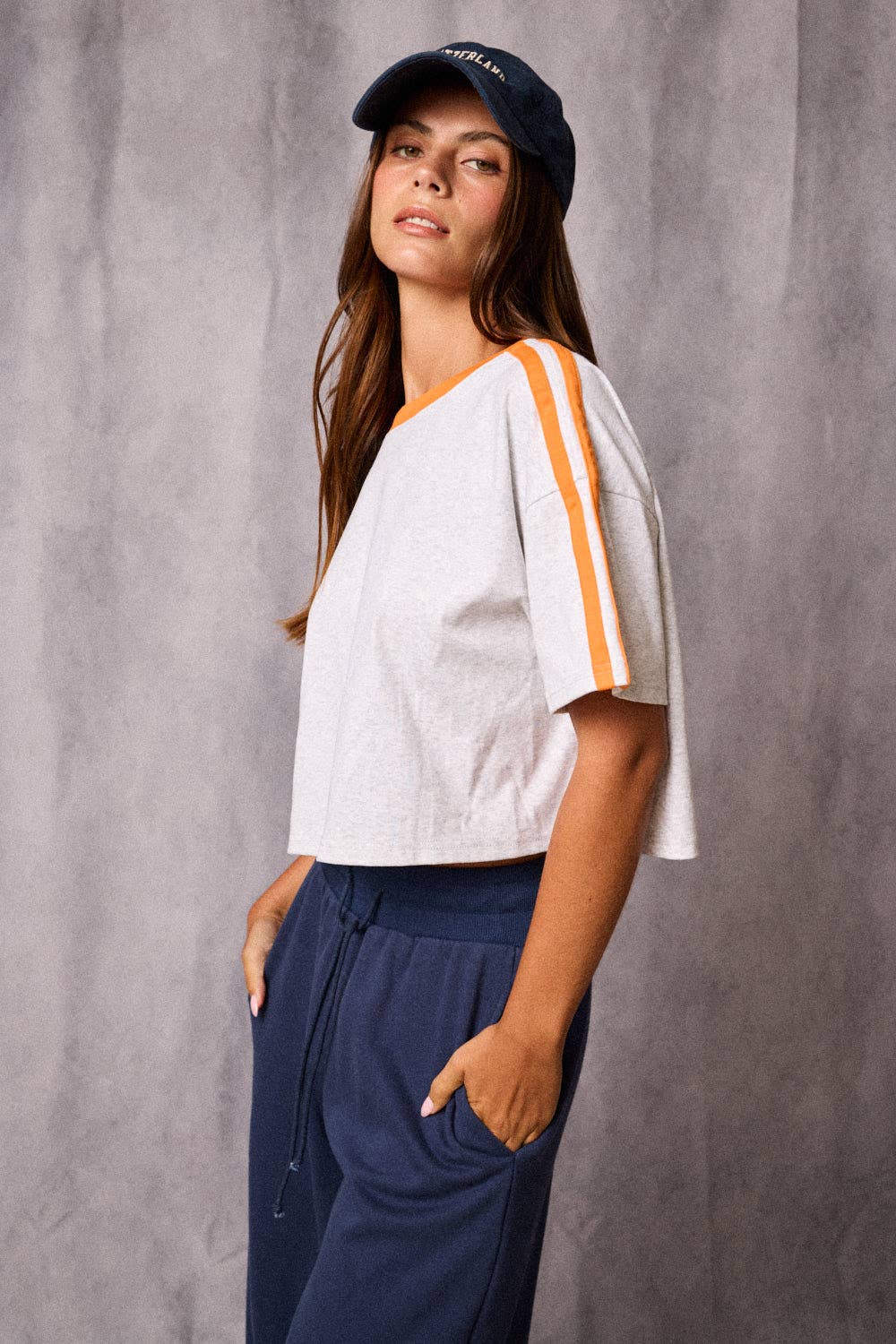 PT19904 - Contrast Trim Cropped Tee