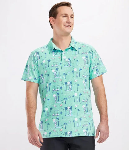 Zero Gravity Men's Golf Shirt - Tropical Astronaut Golf Polo