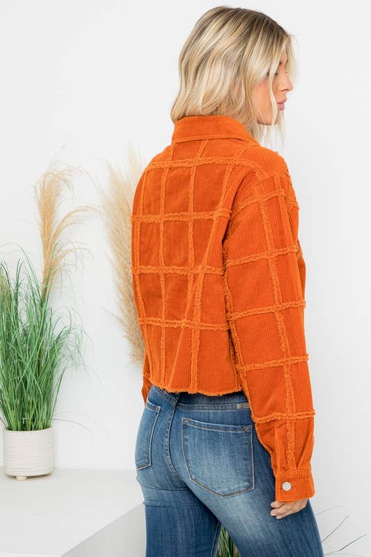 Heavy Washed Corduroy Patchwork Jacket