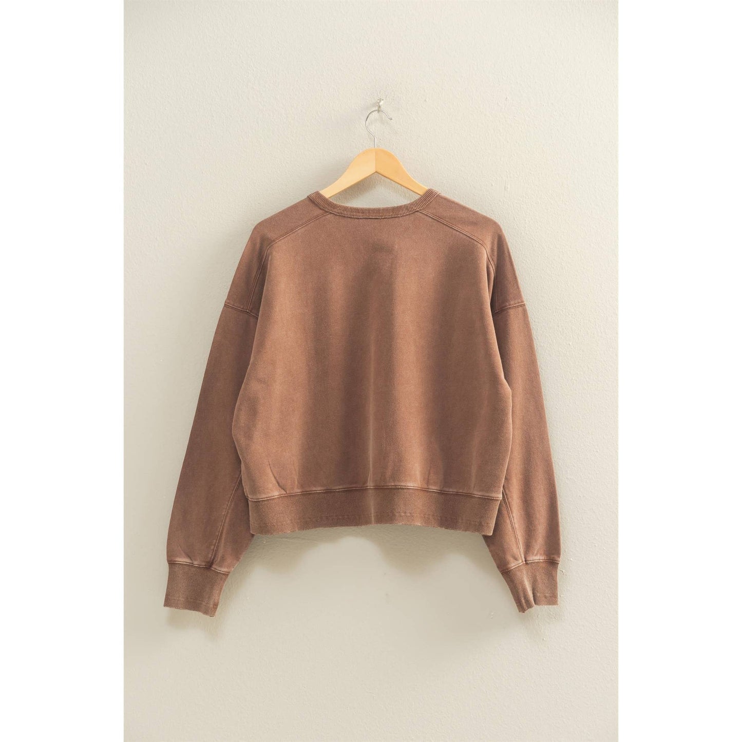 Oversized Crew Neck Sweatshirt With Raw Hem
