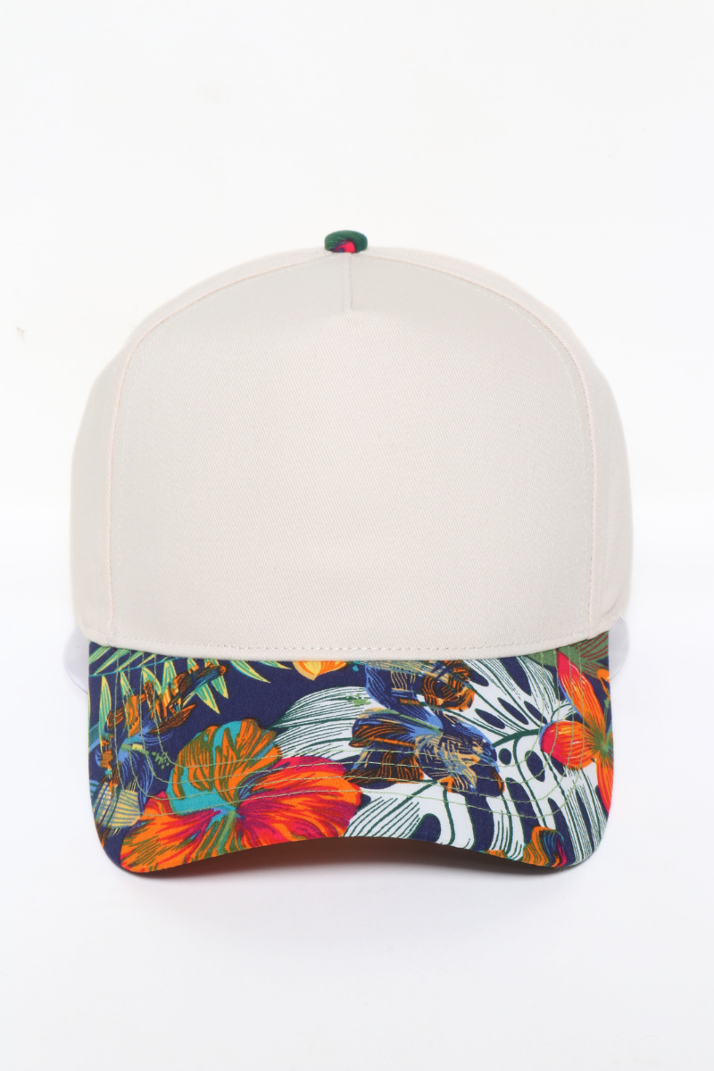 Tropical print visor in 5 Panels Two Tone Baseball Hat