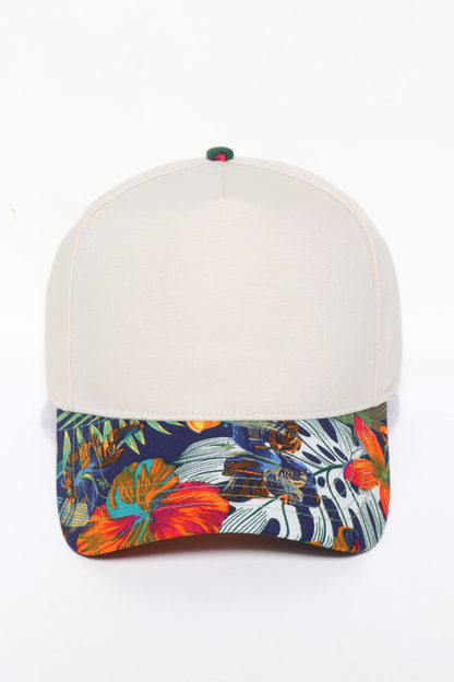 Tropical print visor in 5 Panels Two Tone Baseball Hat