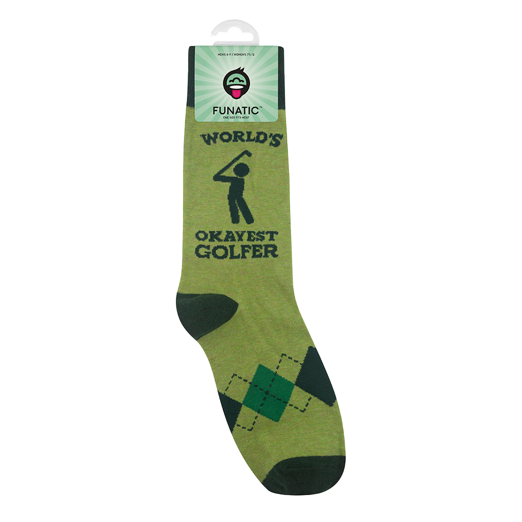 World's Okayest Golfer Socks | Funny | Golf Gifts | Funatic