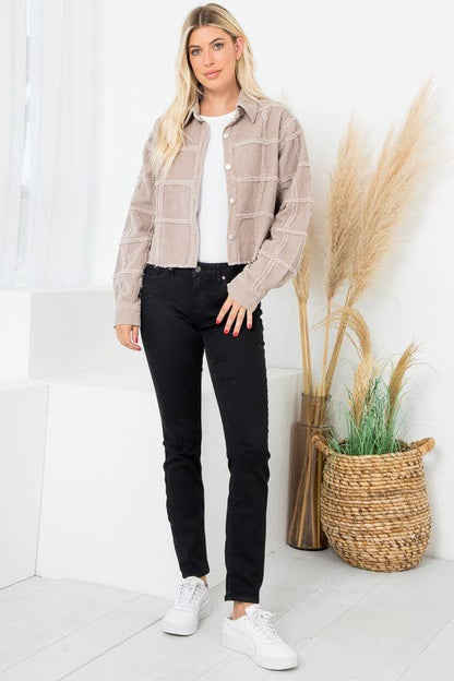 Heavy Washed Corduroy Patchwork Jacket