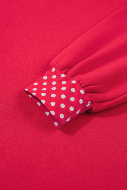 66 Plus Size Polka Dot Mock Neck Fleece Sweatshirt (S-4X)