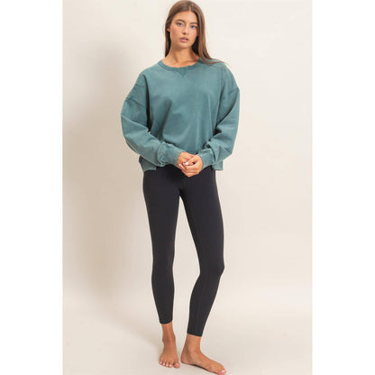 Acid Wash Seam Detail Crew Neck Sweatshirt