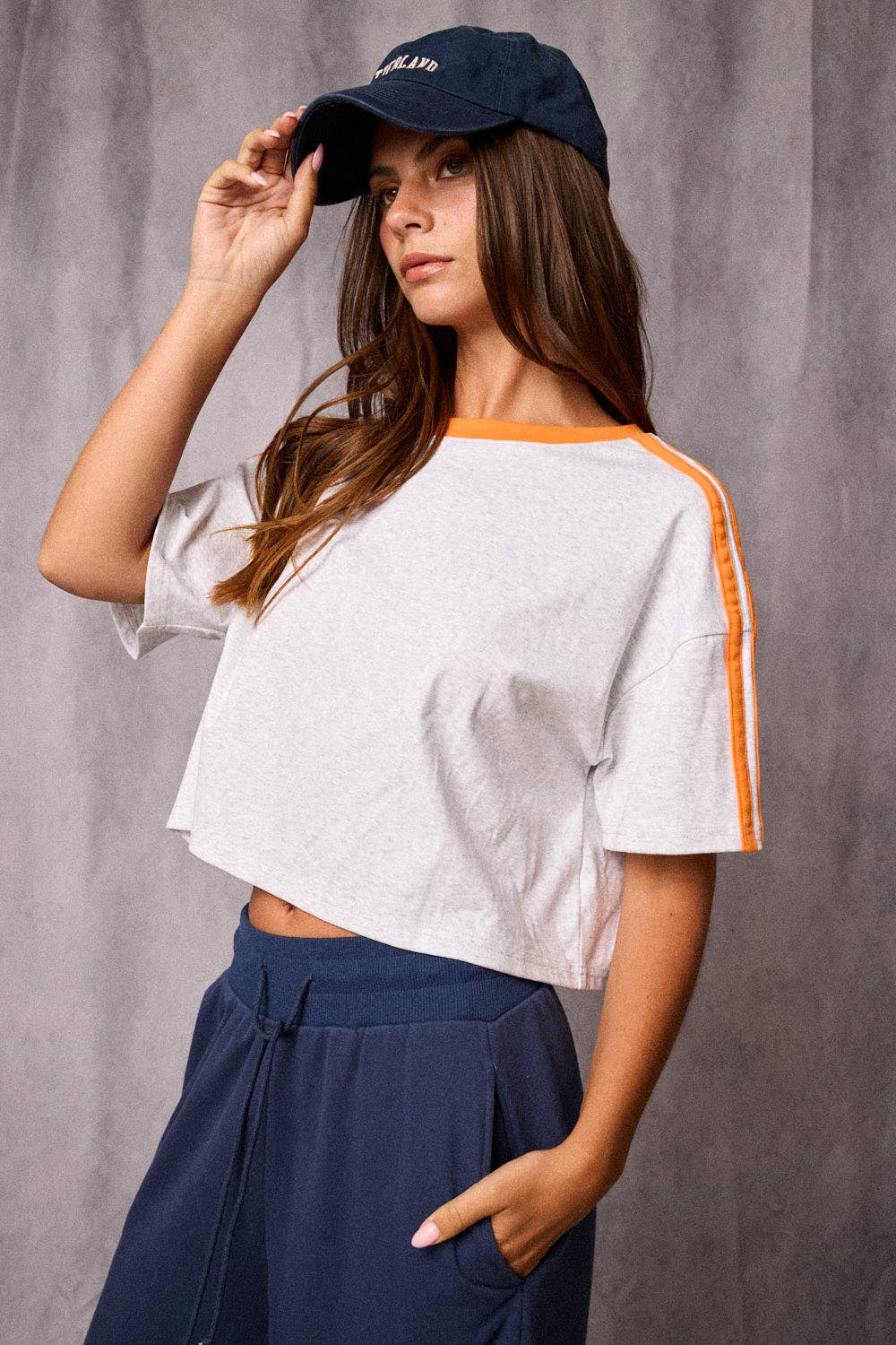 PT19904 - Contrast Trim Cropped Tee