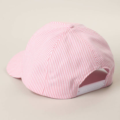 MENTALLY AT THE BEACH Embroidered Seersucker Trucker Hat