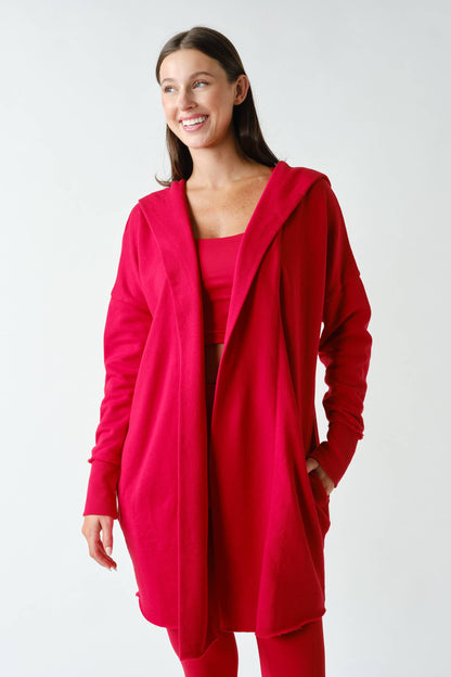 Open Front Longline Hoodie Cardigan