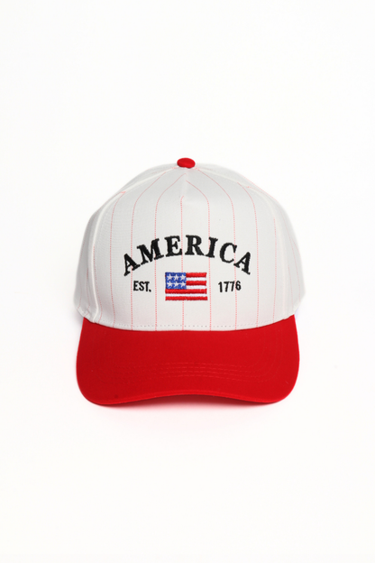 AMERICA EST. 1776 Embroidered Pinstripe Two Tone Cap