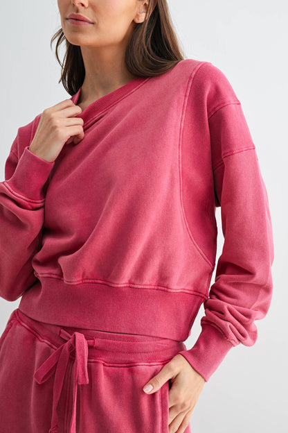 Mineral Wash Luxe Cropped Sweatshirt