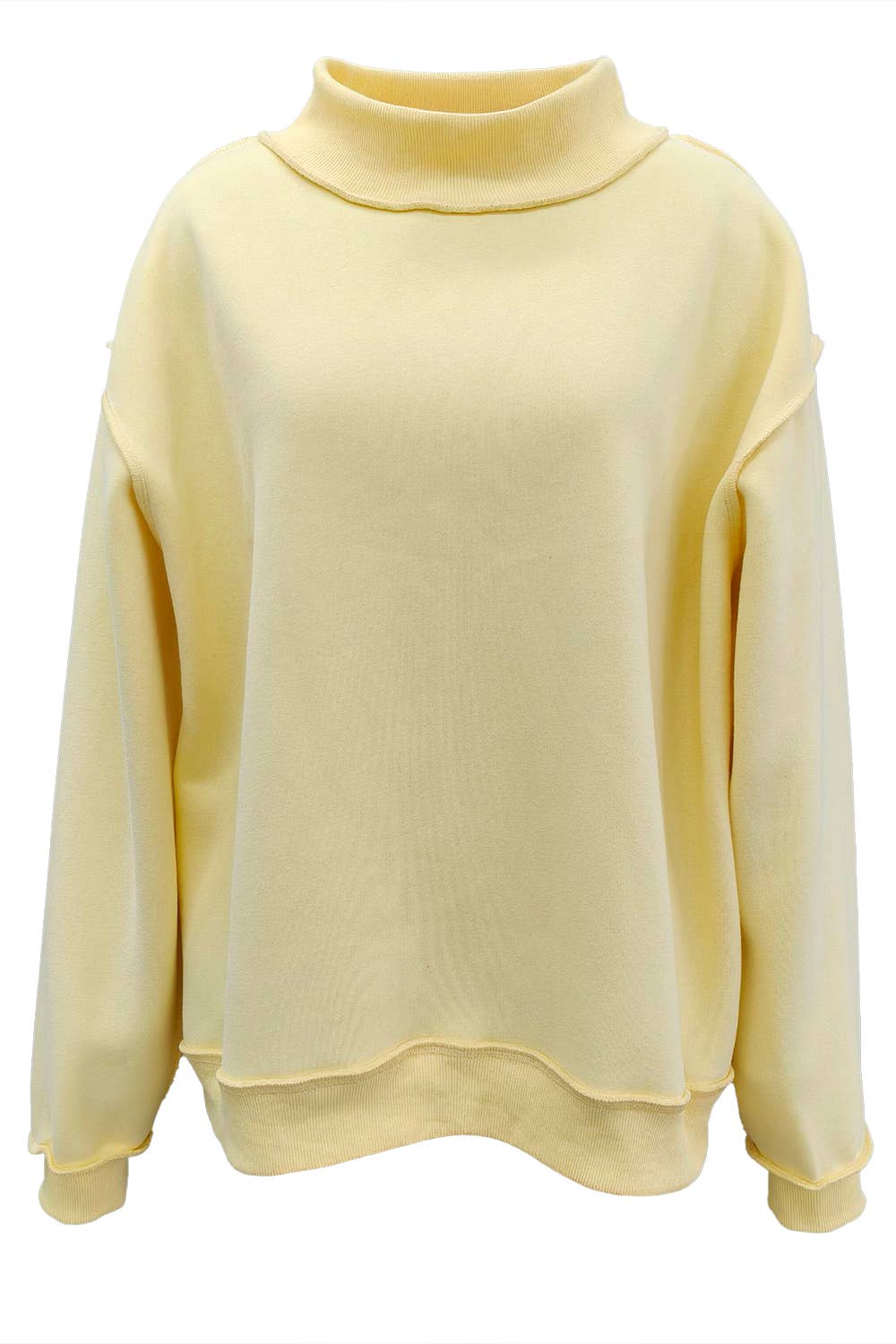 IT2594-BLANK2 Solid Reversible Mock Neck Sweatshirt Top
