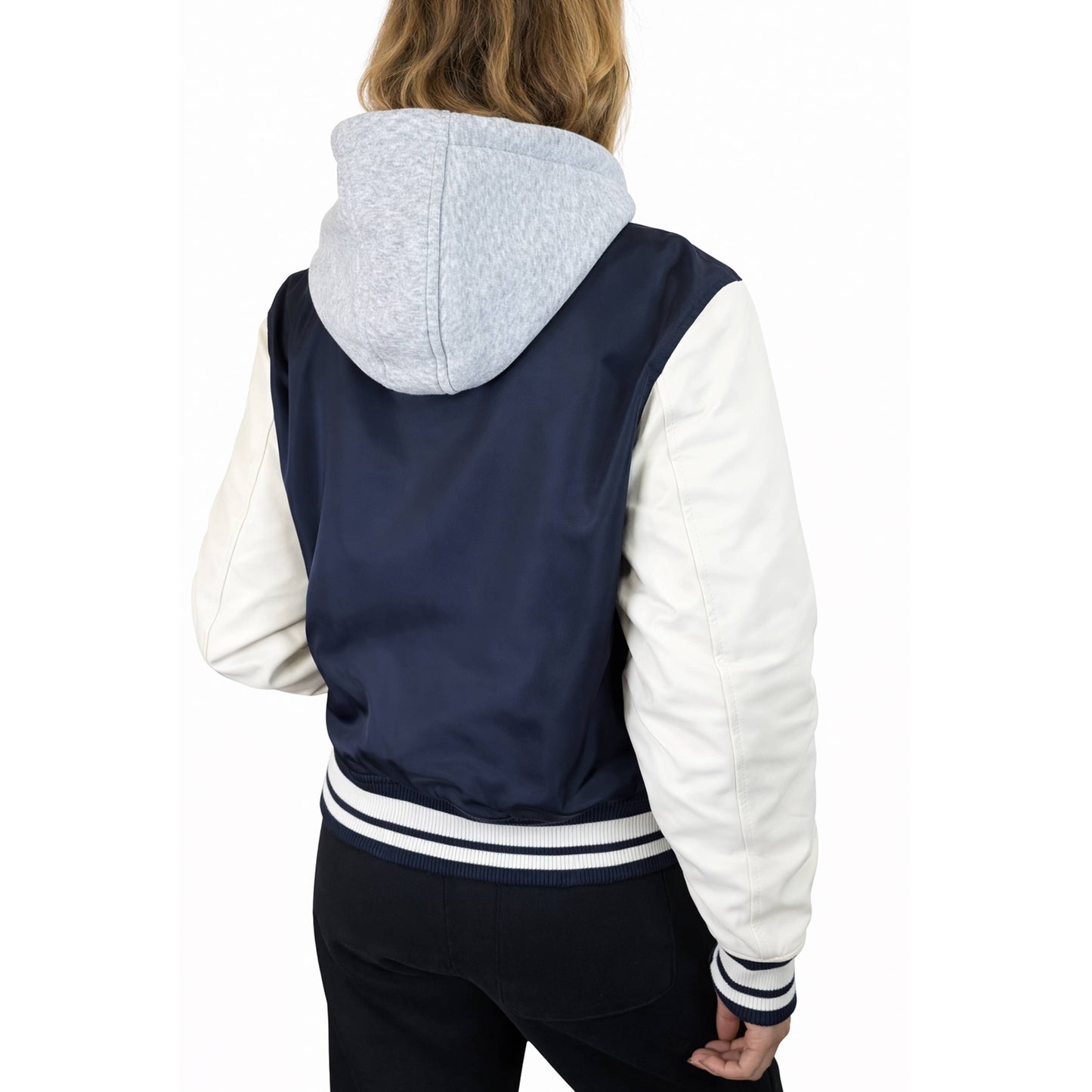 Women’s Hooded Varsity Jacket w/ Detachable Hood