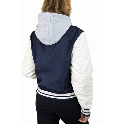 Women’s Hooded Varsity Jacket w/ Detachable Hood