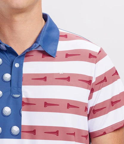 U-S-Ace Men's Golf Shirt - Patriotic American Flag Golf Polo