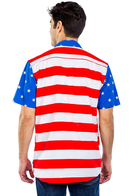 USA American Flag Men's Patriotic Button Down Shirt