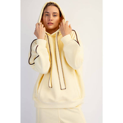 FLEECED TERRY OVERSIZED PIPING HOODIE