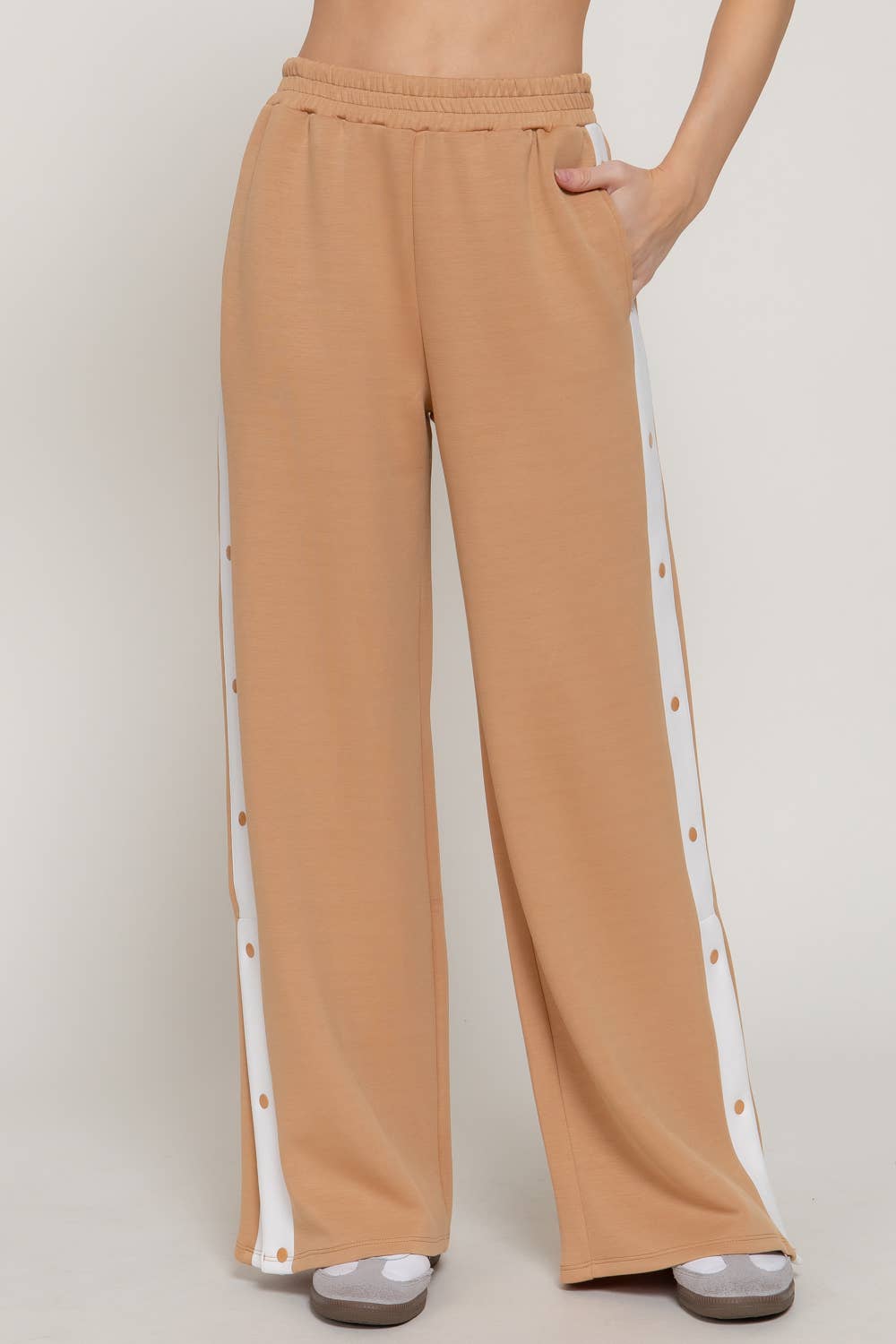 Soft Modal Scuba Side Contrasting Panels Straight Pants
