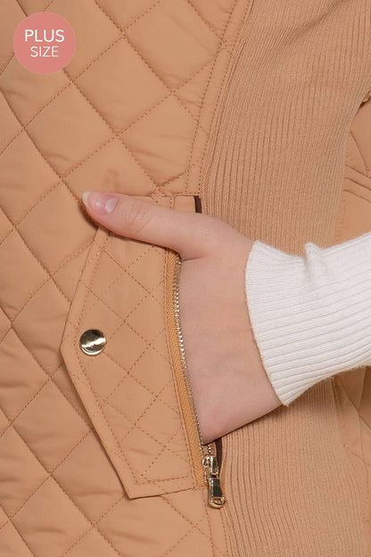 Suede Piping Quilted Padding Vest