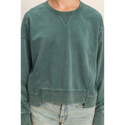 Oversized Crew Neck Sweatshirt With Raw Hem