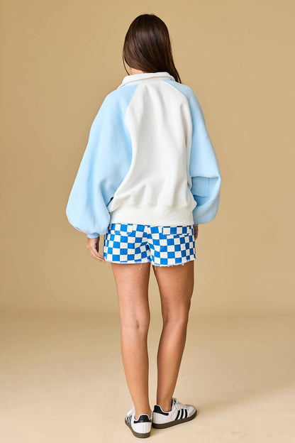 PT16060-1 - Snap Button Colorblock Varsity Rugby Pullover
