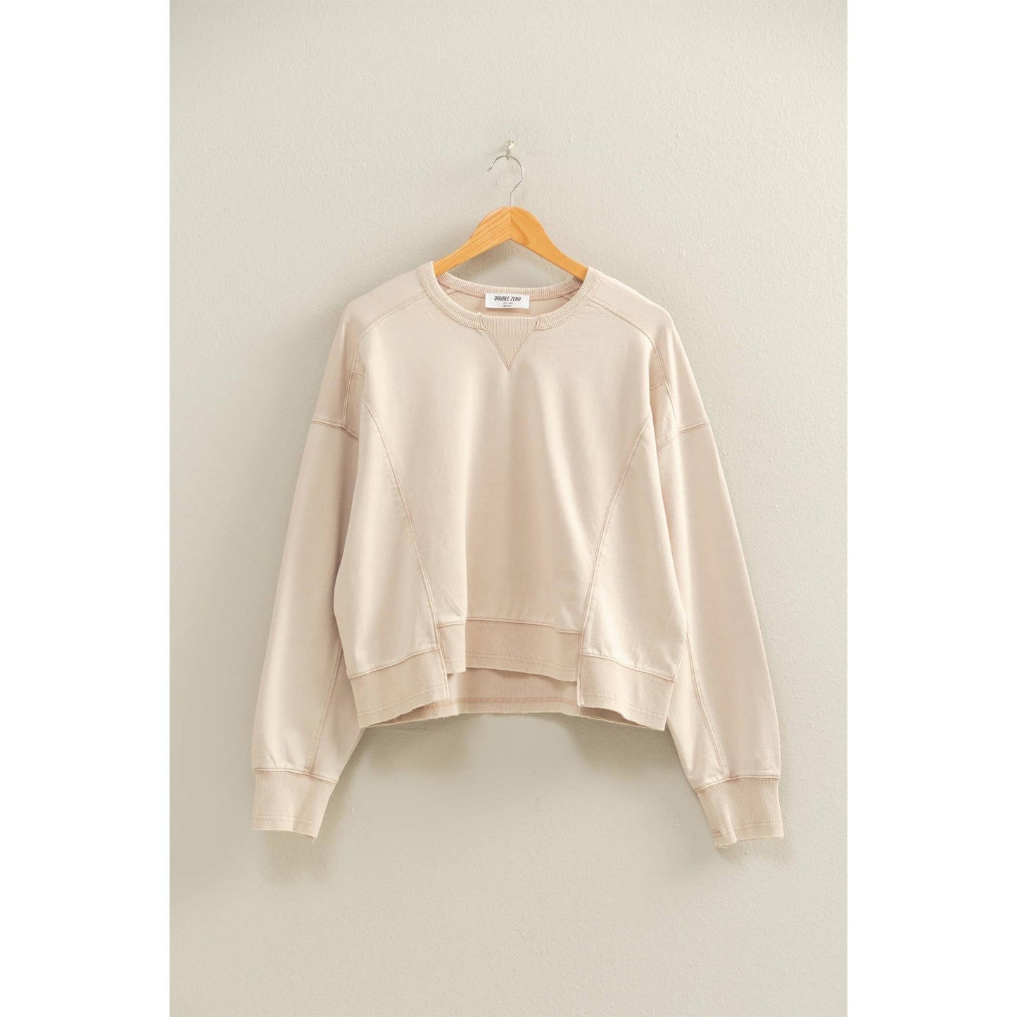 Oversized Crew Neck Sweatshirt With Raw Hem
