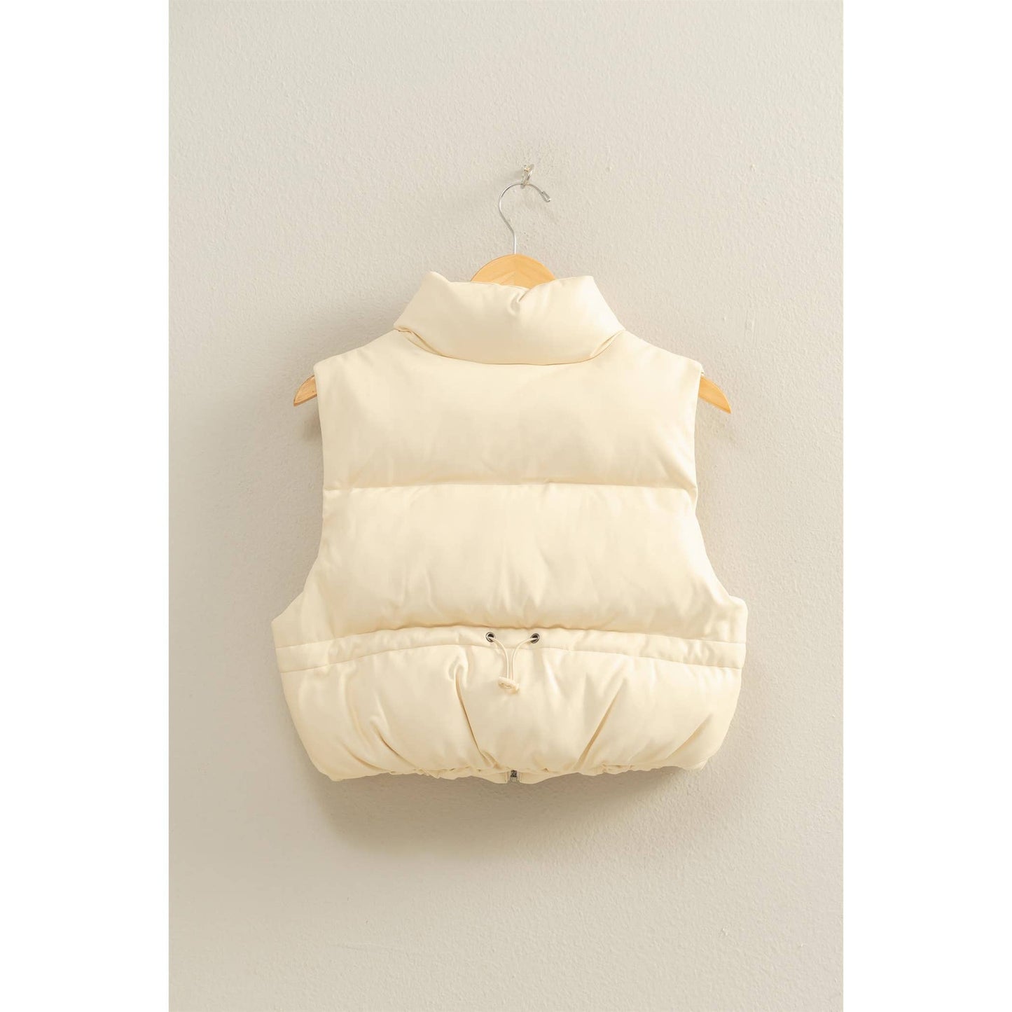 Faux Leather Cropped Puffer Vest