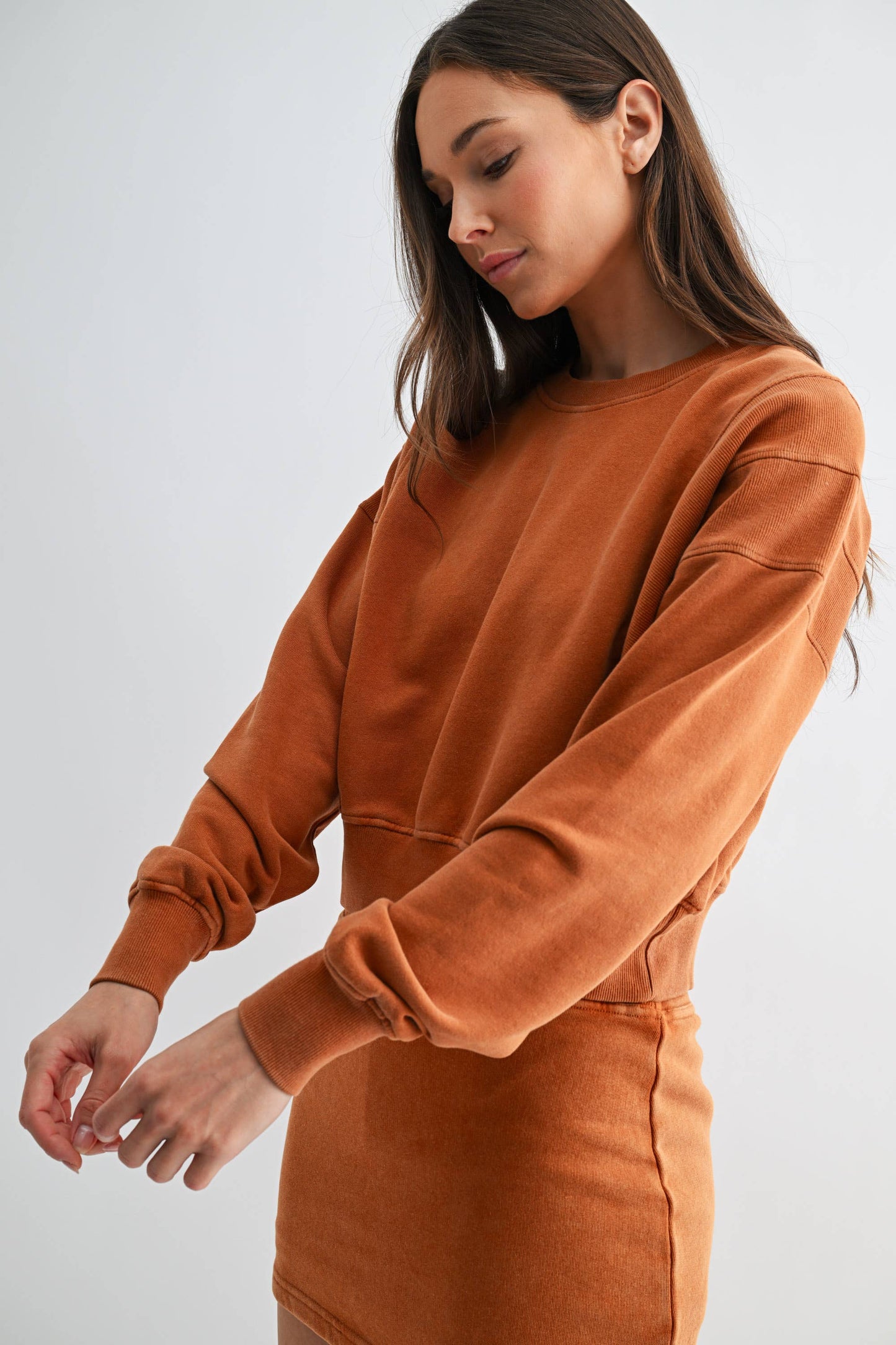 Mineral Wash Luxe Cropped Sweatshirt