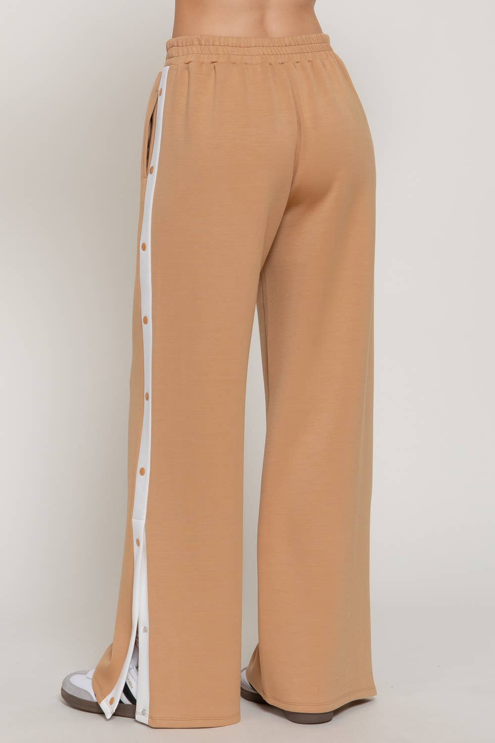 Soft Modal Scuba Side Contrasting Panels Straight Pants