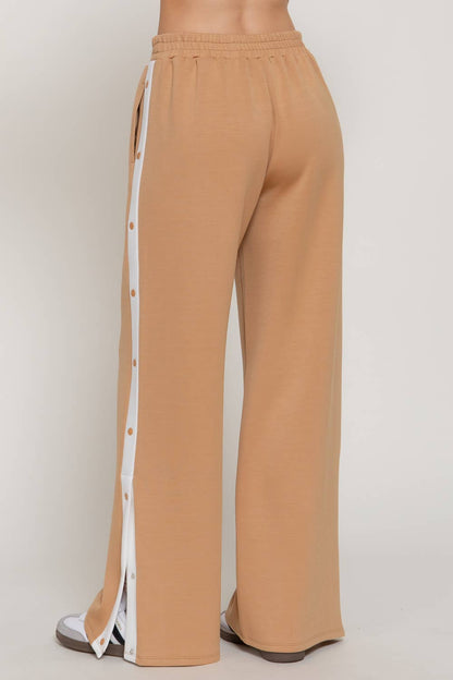 Soft Modal Scuba Side Contrasting Panels Straight Pants