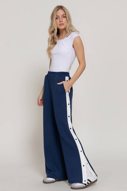 Soft Modal Scuba Side Contrasting Panels Straight Pants