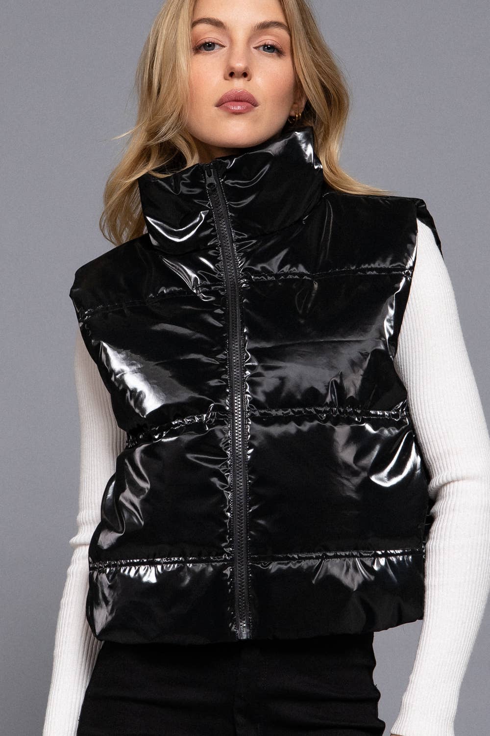 High Neck Zip Up Vest