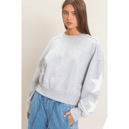 Star Patch Sleeve Sweatshirt