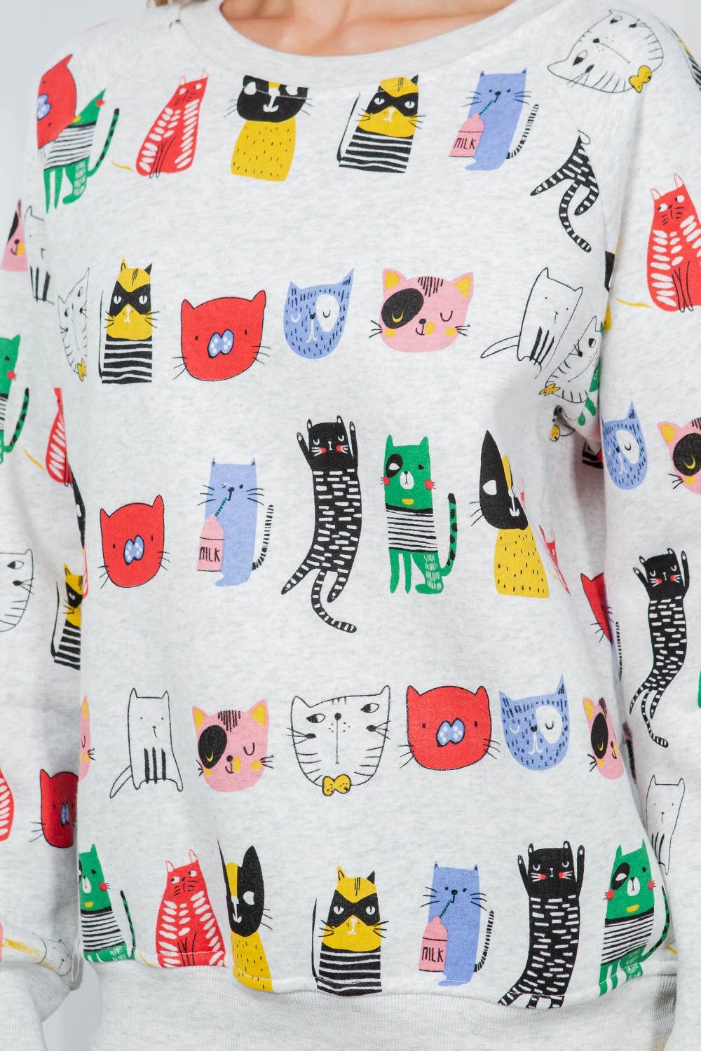 Colorful Cat Fleece Sweatshirt