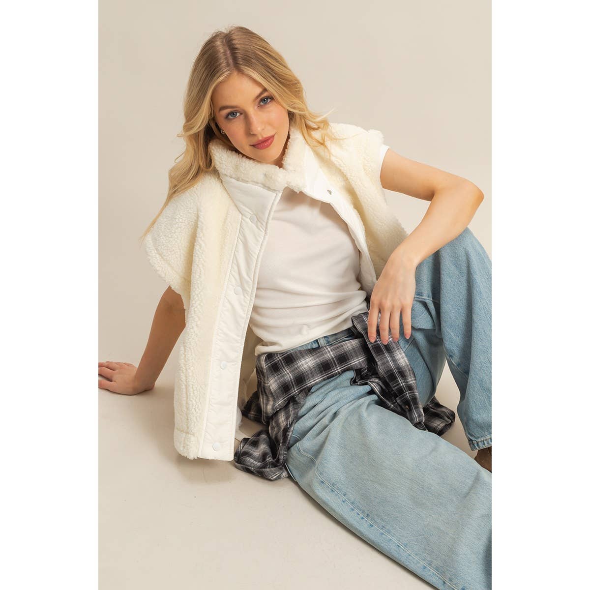 Cozy Mock Neck Sherpa Vest Jacket