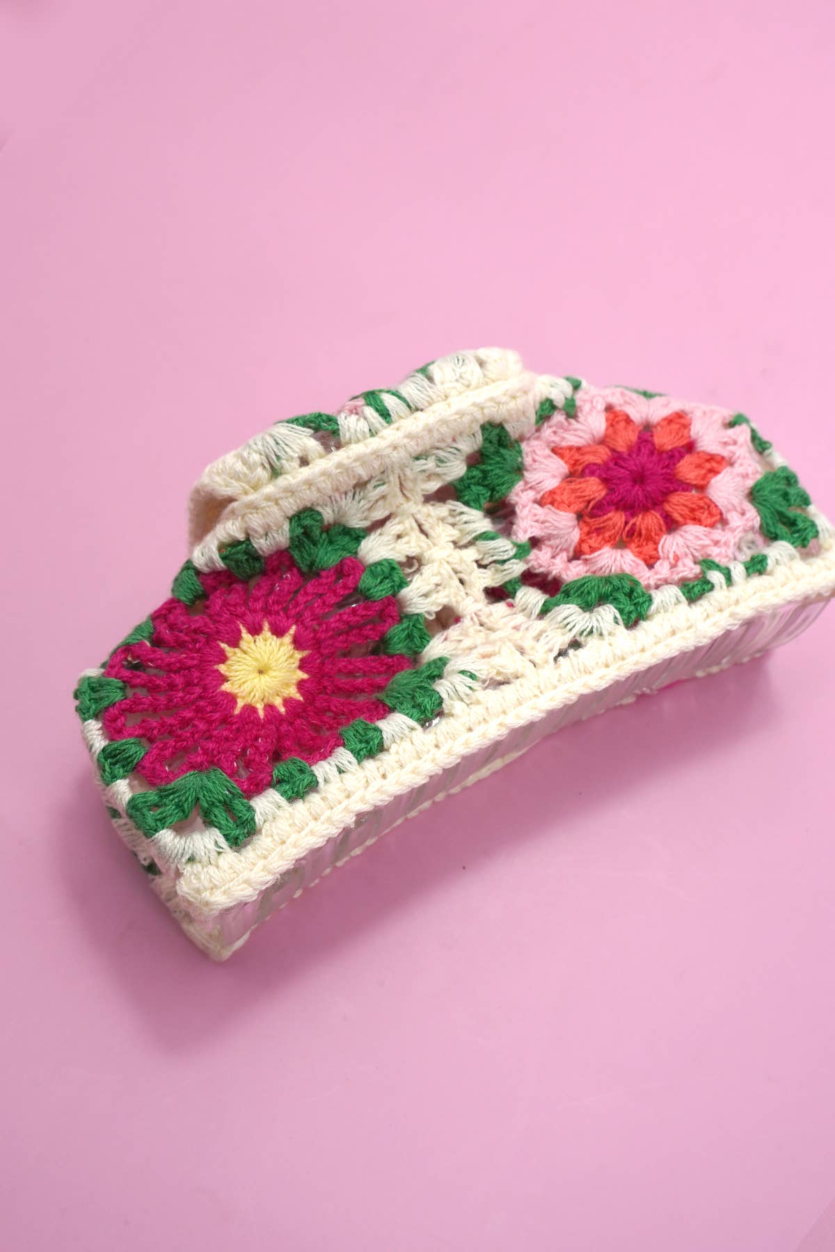 JUMBO HANDMADE CROCHET FLORAL HAIR CLAW CLIPS | 40H938