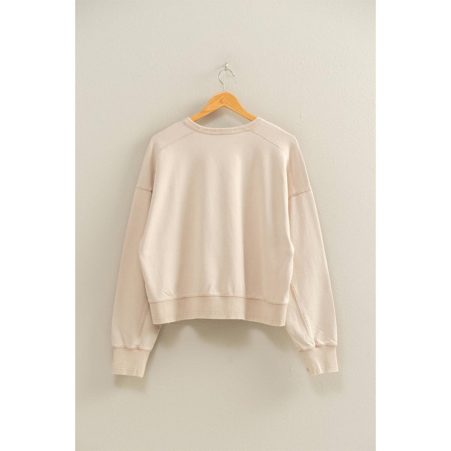Oversized Crew Neck Sweatshirt With Raw Hem