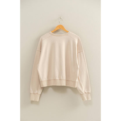 Oversized Crew Neck Sweatshirt With Raw Hem