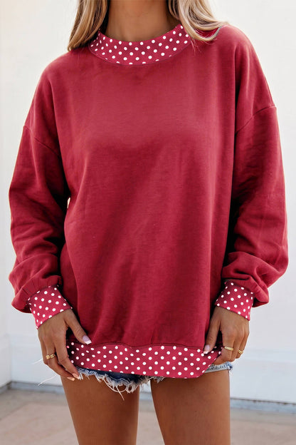 66 Plus Size Polka Dot Mock Neck Fleece Sweatshirt (S-4X)