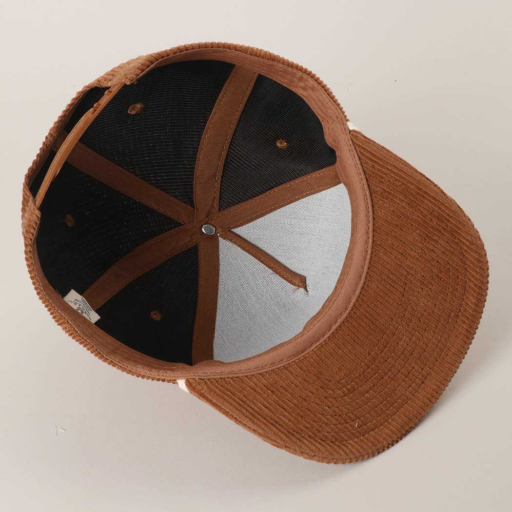 Solid Color Corduroy 5 Panel Rope Trucker Hat