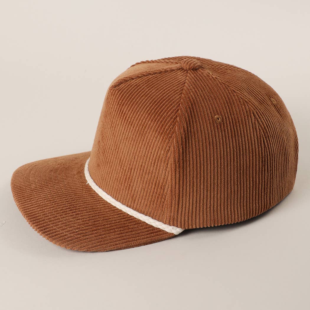 Solid Color Corduroy 5 Panel Rope Trucker Hat