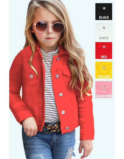 GDJ-18-9625A Girl's Basic Wash Bulk Denim Jacket