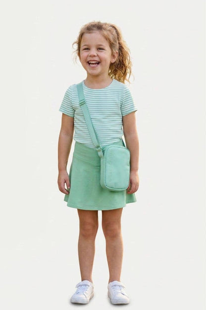 Little Girls Short Sleeve Tee, Crossover Skort, Fanny bag