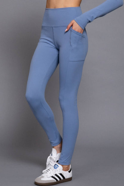 Waist Band Workout Leggings with Pocket